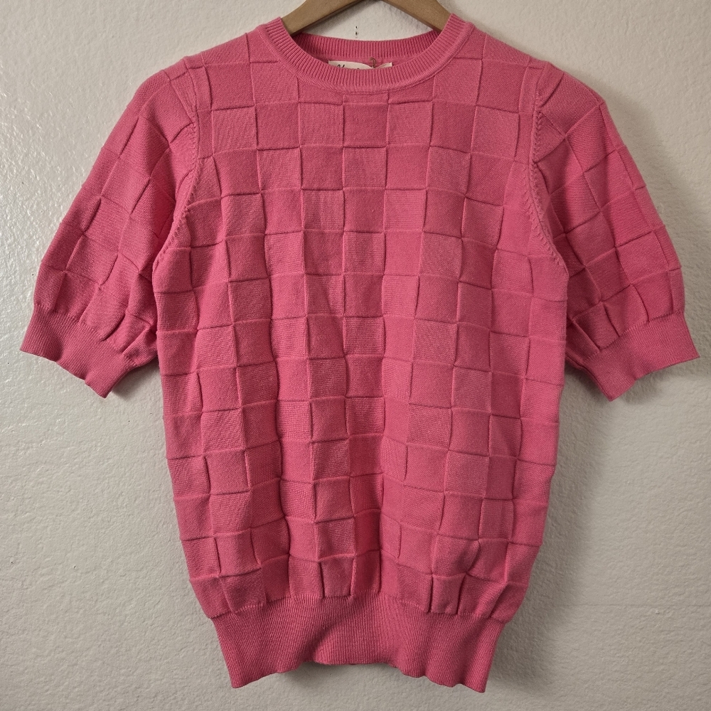 Vine & Love Pink Short Sleeve Sweater Top